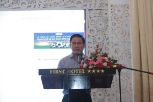 Chủ tịch HFF Trần Anh Tú phát biểu tại buổi tổng kết năm 2024. Ảnh: Đình Viên