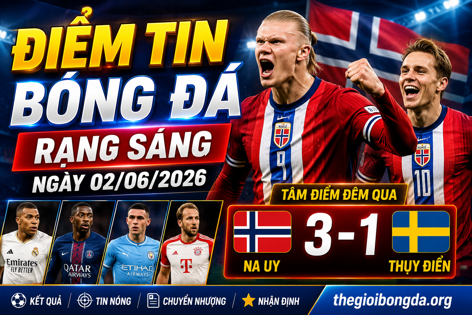 Điểm tin bóng đá rạng sáng ngày 02/06/2026
