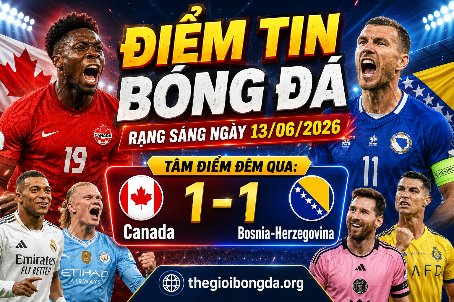 Điểm tin bóng đá rạng sáng ngày 13/06/2026