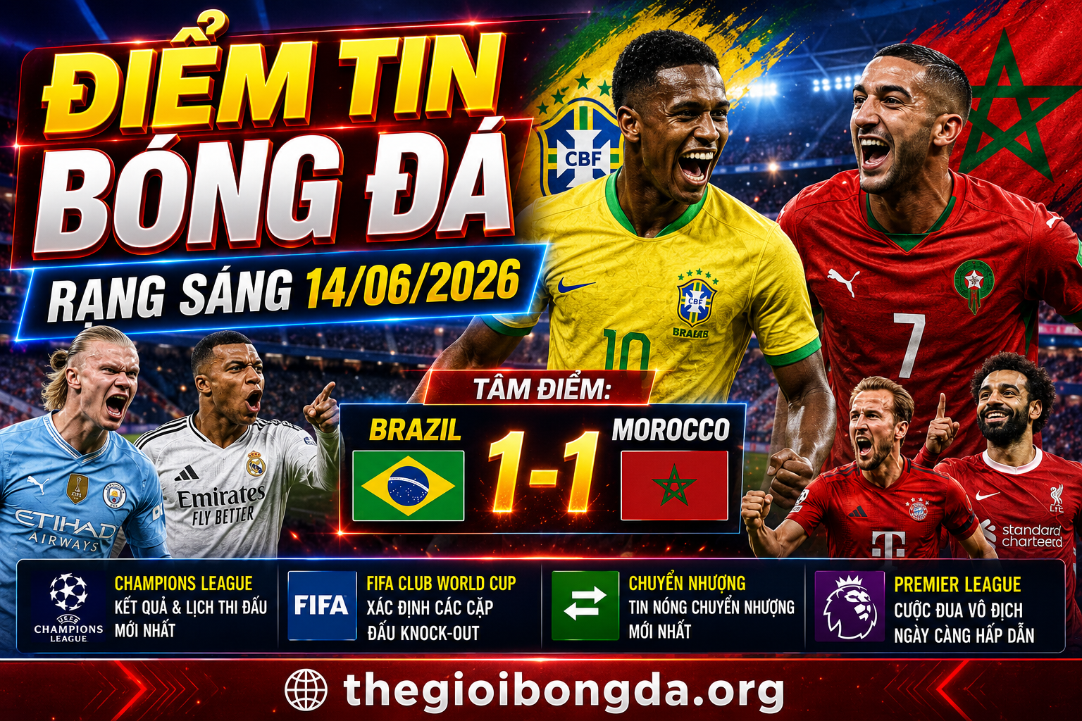 Điểm tin bóng đá rạng sáng ngày 14/06/2026