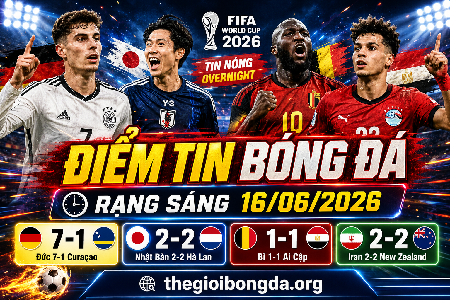 Điểm tin bóng đá rạng sáng ngày 16/06/2026