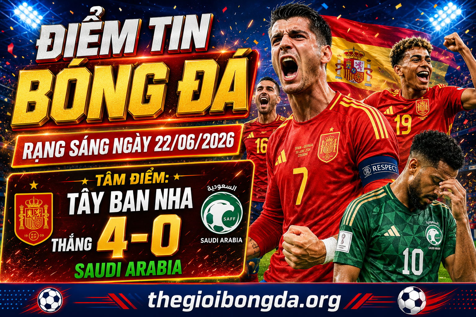 Điểm tin bóng đá rạng sáng ngày 22/06/2026