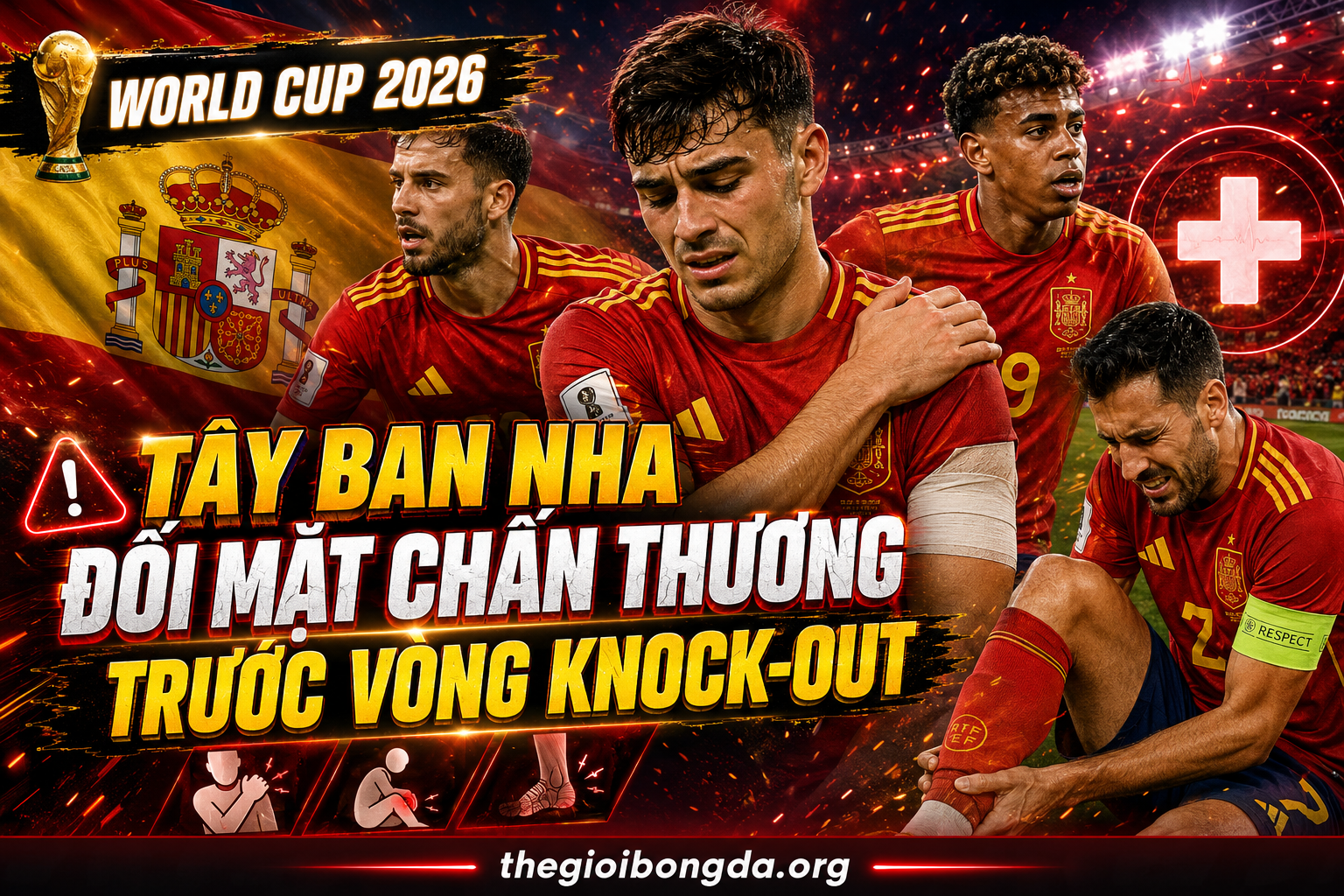 Tây Ban Nha đối mặt chấn thương trước vòng knock-out