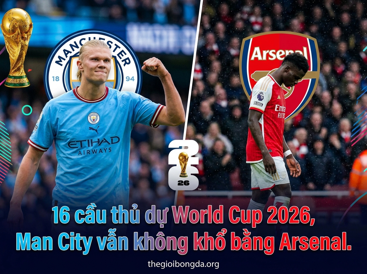 16 cầu thủ dự World Cup, Man City vẫn không khổ bằng Arsenal