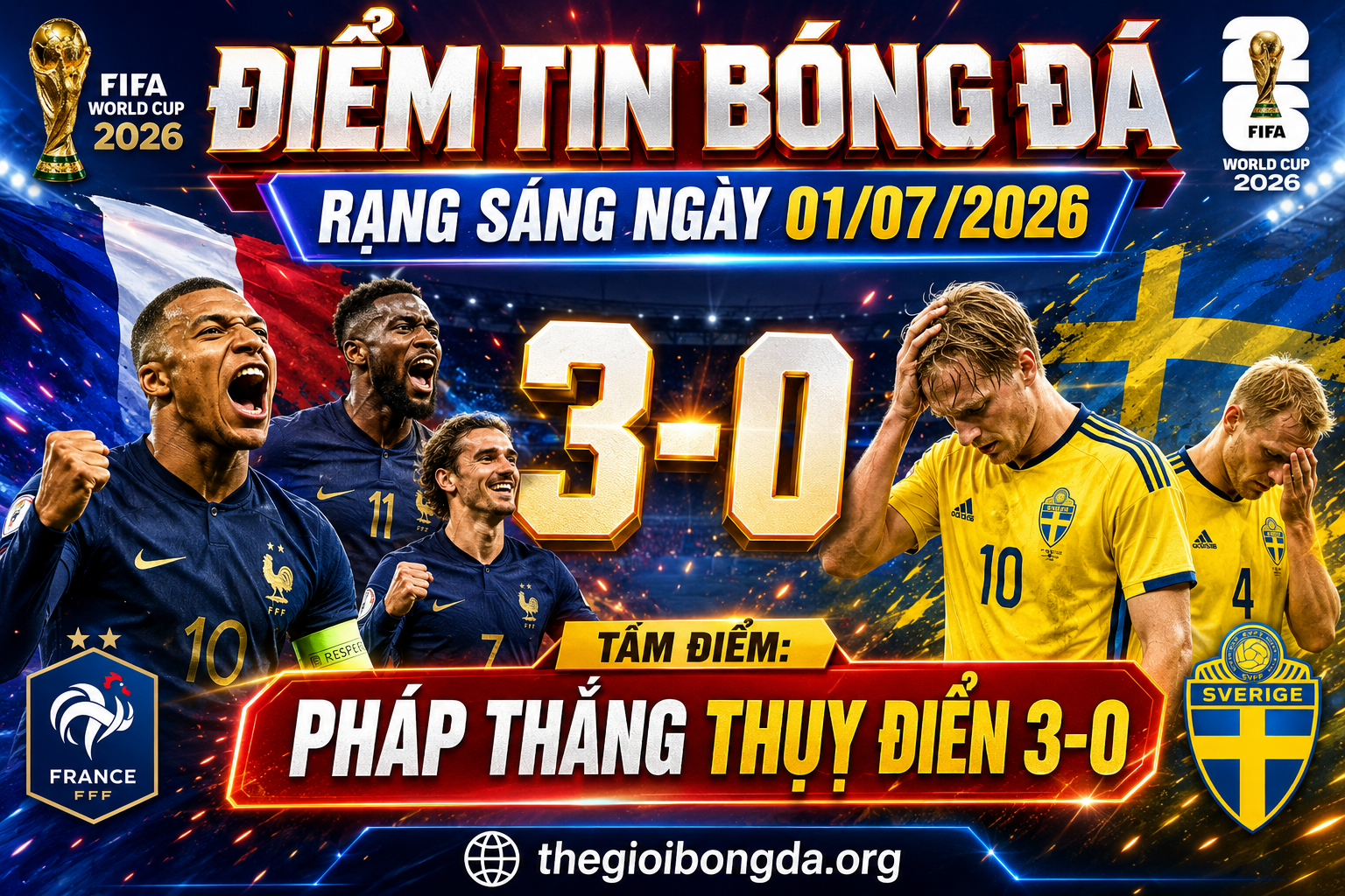 Điểm tin bóng đá rạng sáng ngày 01/07/2026