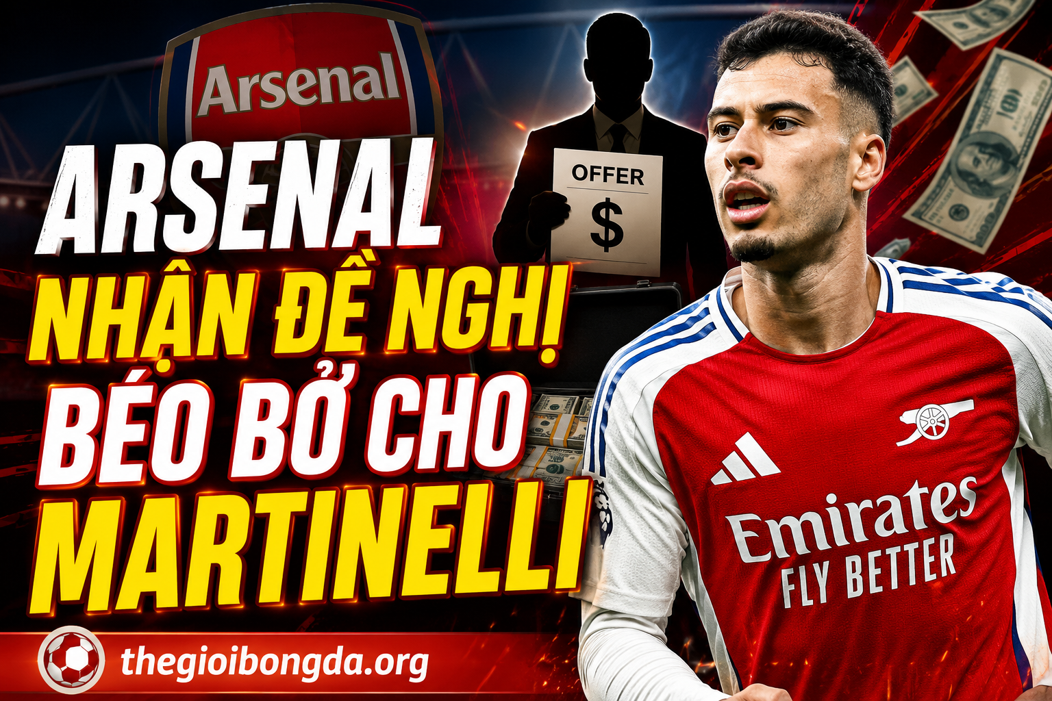Arsenal nhận đề nghị béo bở cho Martinelli