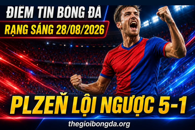 Ảnh điểm tin bóng đá rạng sáng 28/08/2026 về màn lội ngược dòng của Plzeň