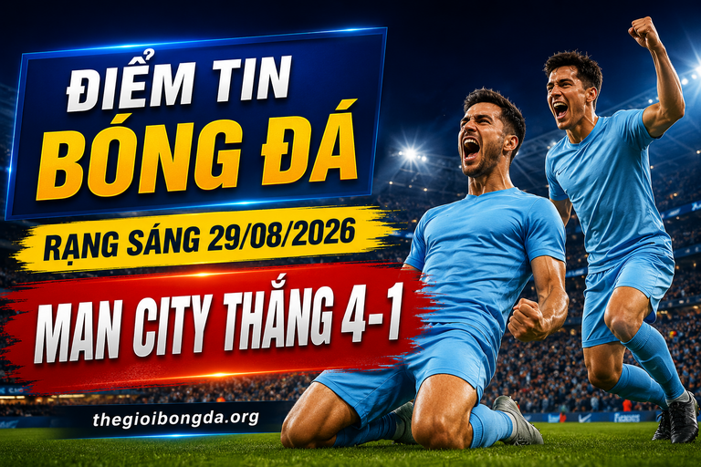 Ảnh điểm tin bóng đá rạng sáng 29/08/2026 với tâm điểm Man City thắng Palace 4-1