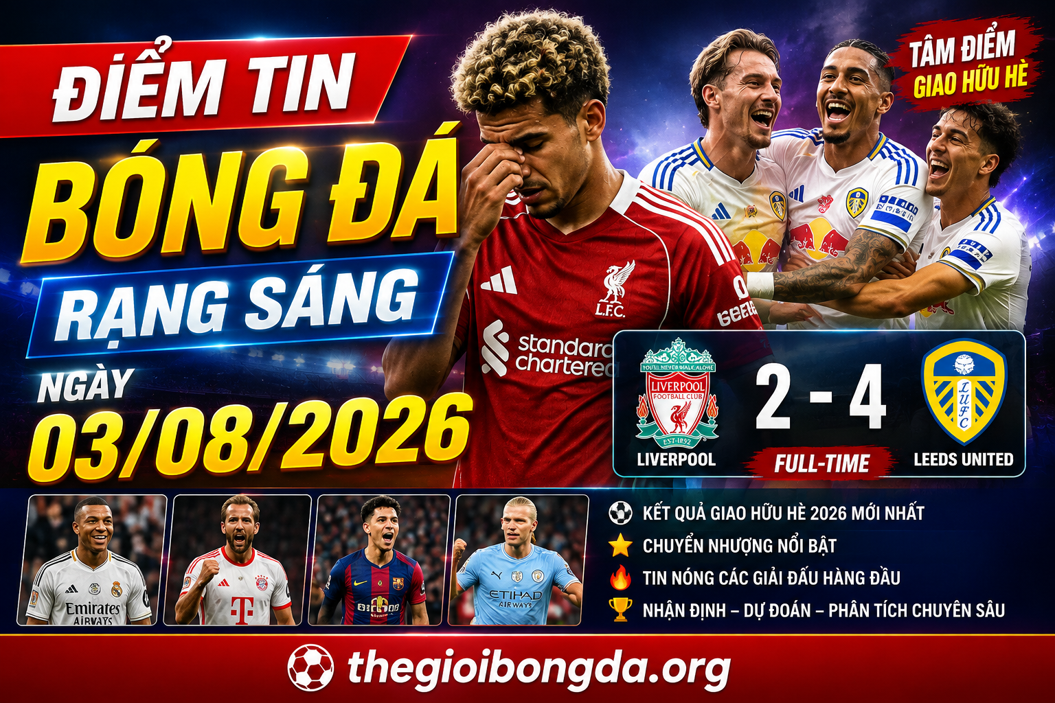 Điểm tin bóng đá rạng sáng ngày 03/08/2026