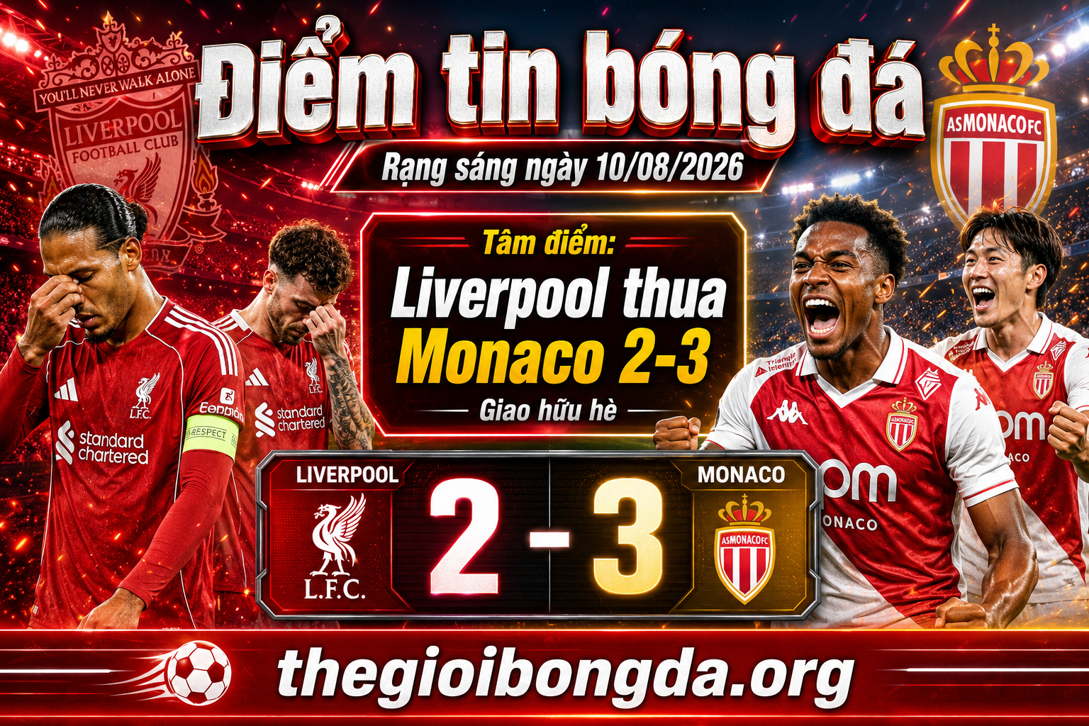 Điểm tin bóng đá rạng sáng ngày 10/08/2026